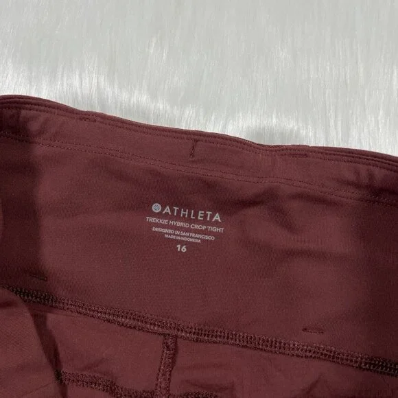 Athleta Women's Size 16 Cognac Brown Trekkie Hybrid Crop Tight Pants 446615 - Picture 7 of 10